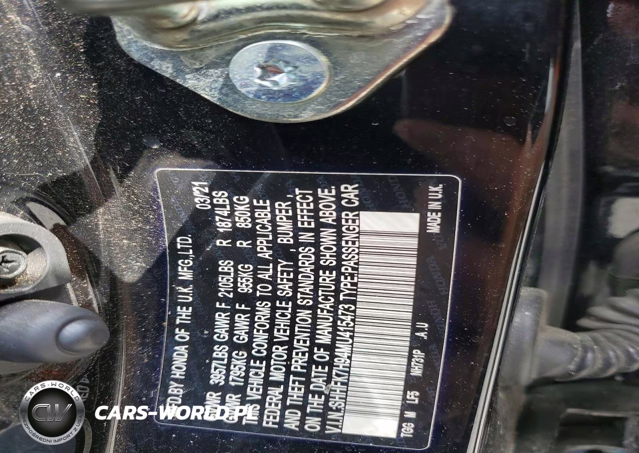 2021 Honda Civic Sport Touring VIN:SHHFK7H94MU415473 - 12