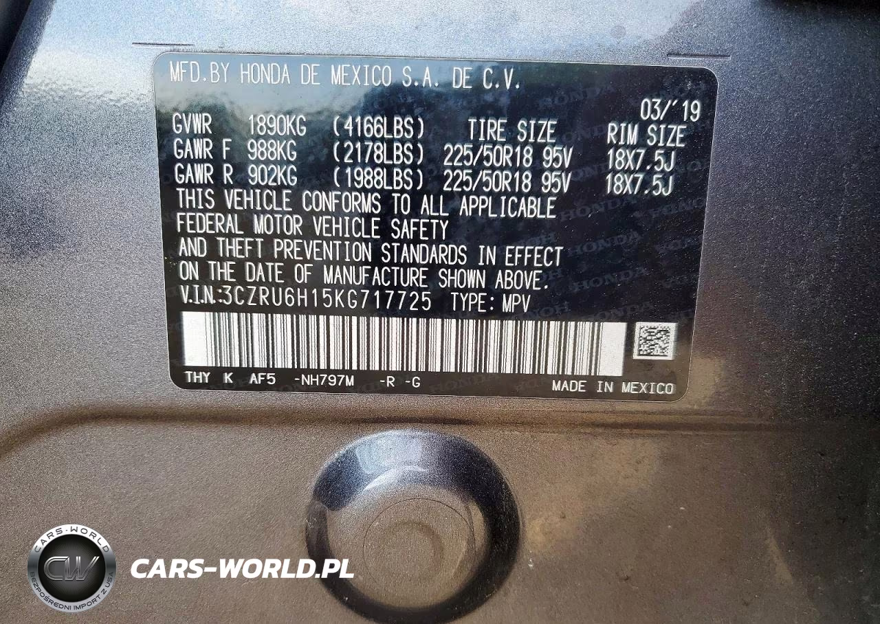 2019 Honda Hr-V Sport VIN:3CZRU6H15KG717725 - 13