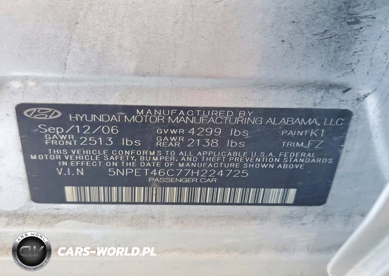 2007 Hyundai Sonata Gls VIN:5NPET46C77H224725 - 12