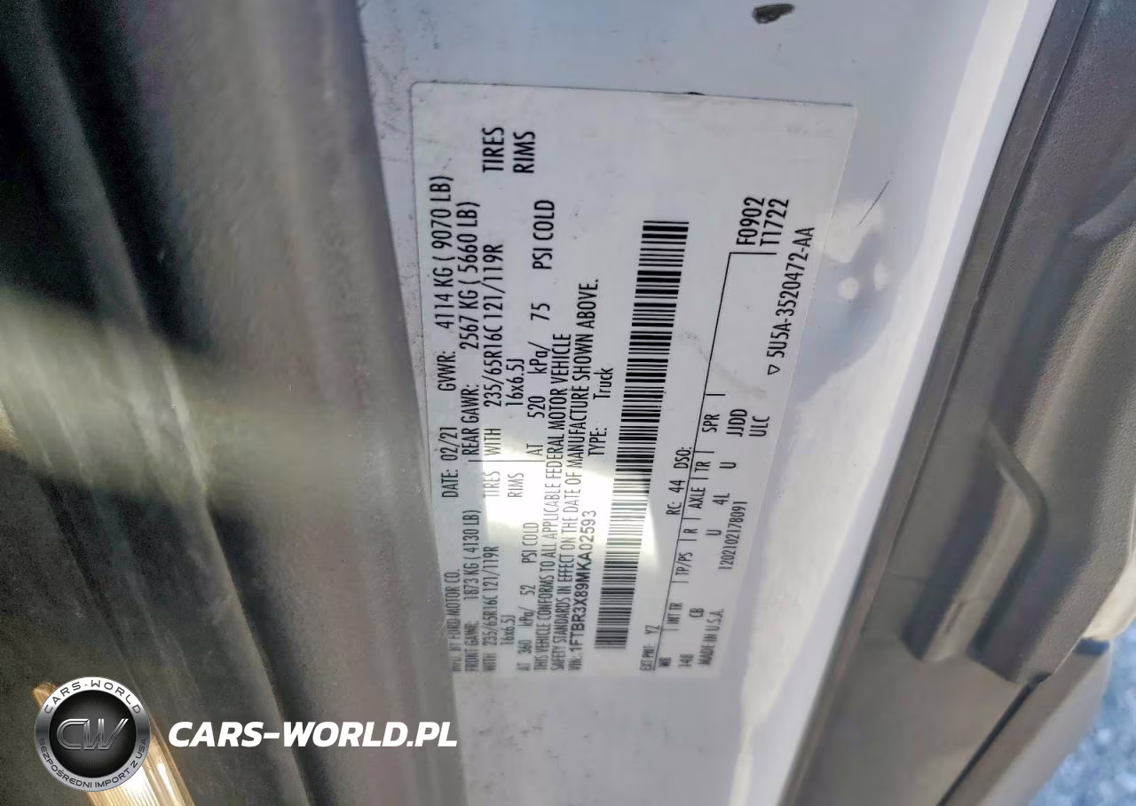 2021 Ford Transit 250 Delivery Van VIN:1FTBR3X89MKA02593 - 13