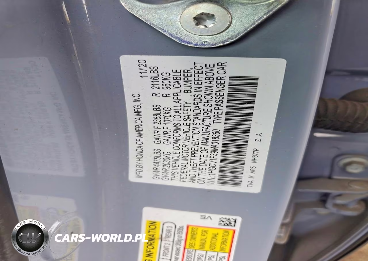 2021 Honda Accord Sport VIN:1HGCV1F39MA018360 - 12