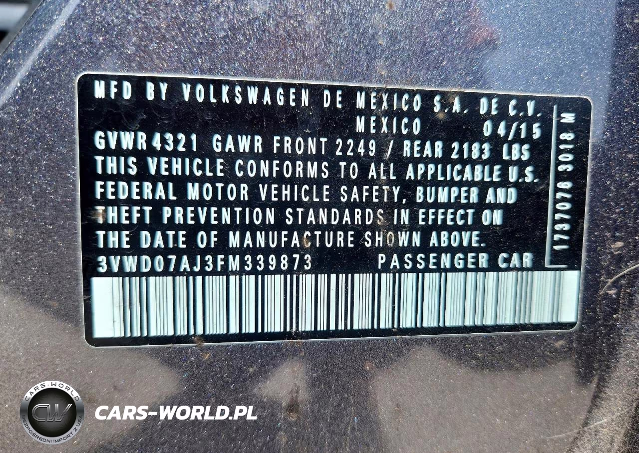 2015 Volkswagen Jetta Se VIN:3VWD07AJ3FM339873 - 12