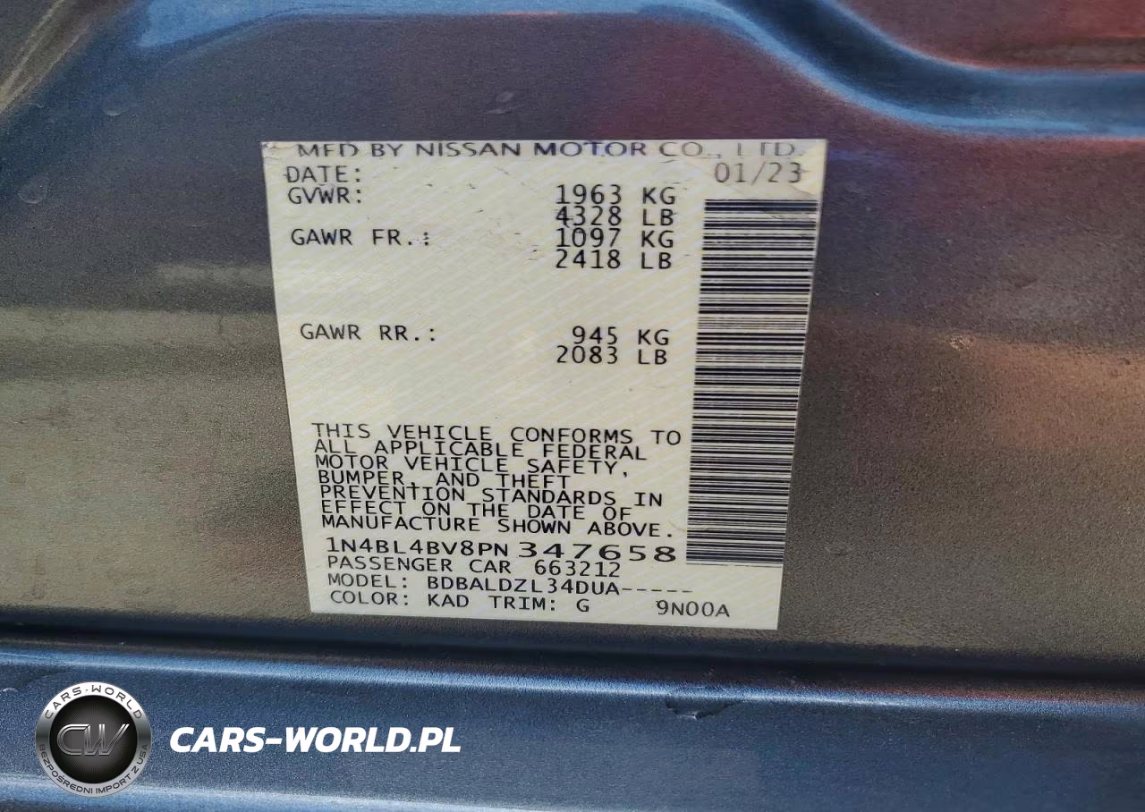 2023 Nissan Altima S VIN:1N4BL4BV8PN347658 - 12
