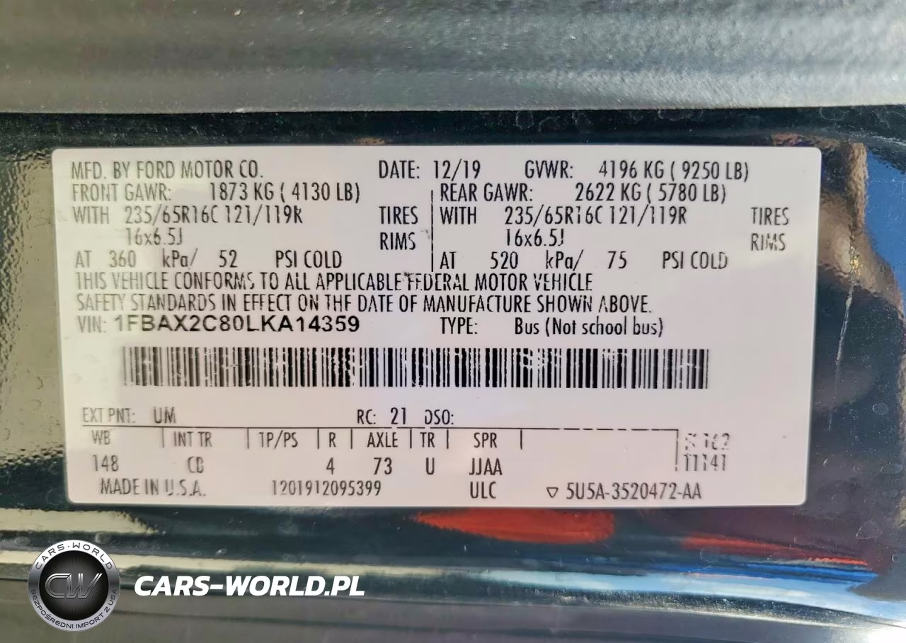 2020 Ford Transit T-350 VIN:1FBAX2C80LKA14359 - 13