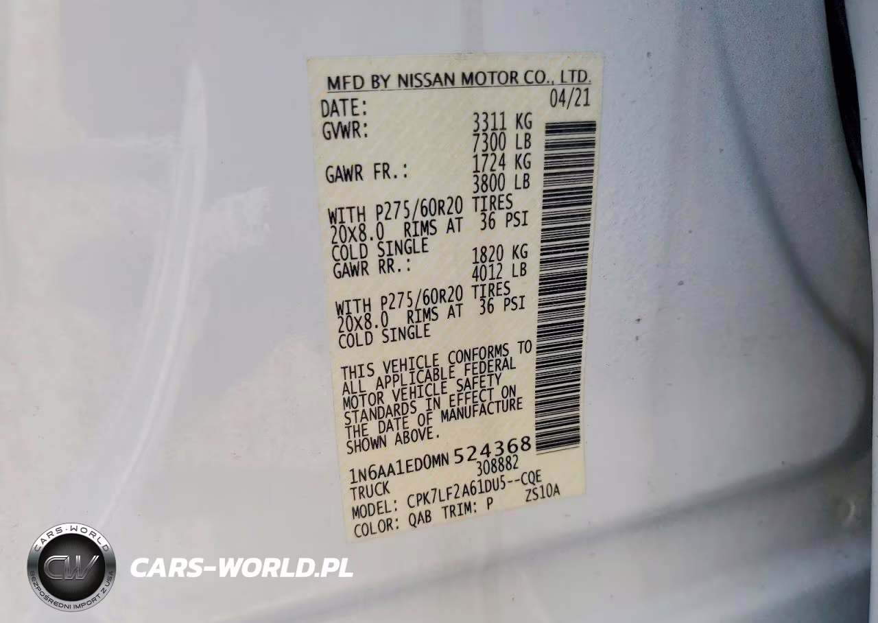 2021 Nissan Titan Platinum Reserve VIN:1N6AA1ED0MN524368 - 13