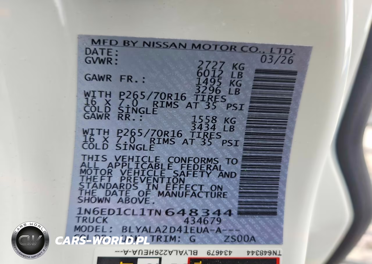 2026 Nissan Frontier S VIN:1N6ED1CL1TN648344 - 12