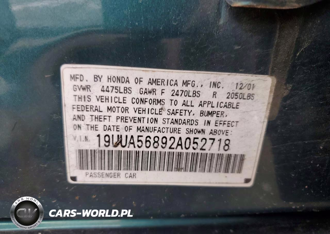 2002 Acura 3.2Tl Type-S VIN:19UUA56892A052718 - 12