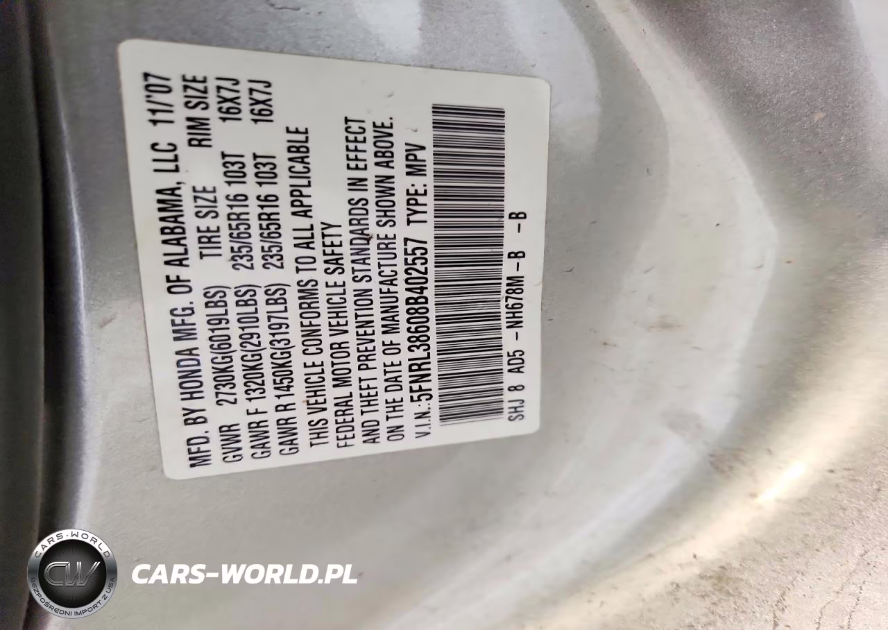 2008 Honda Odyssey Exl VIN:5FNRL38608B402557 - 13