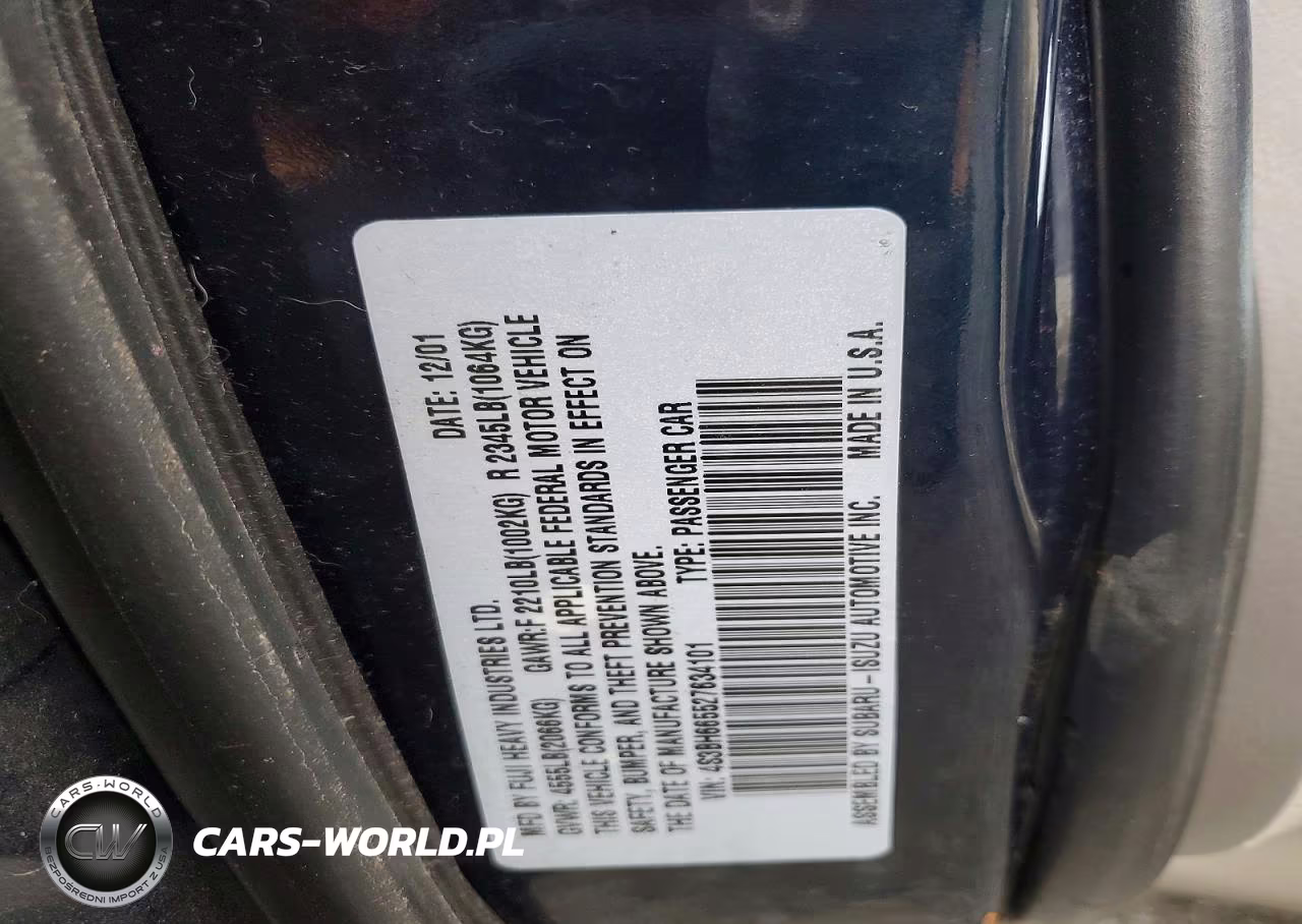 2002 Subaru Legacy Outback VIN:4S3BH665527634101 - 13