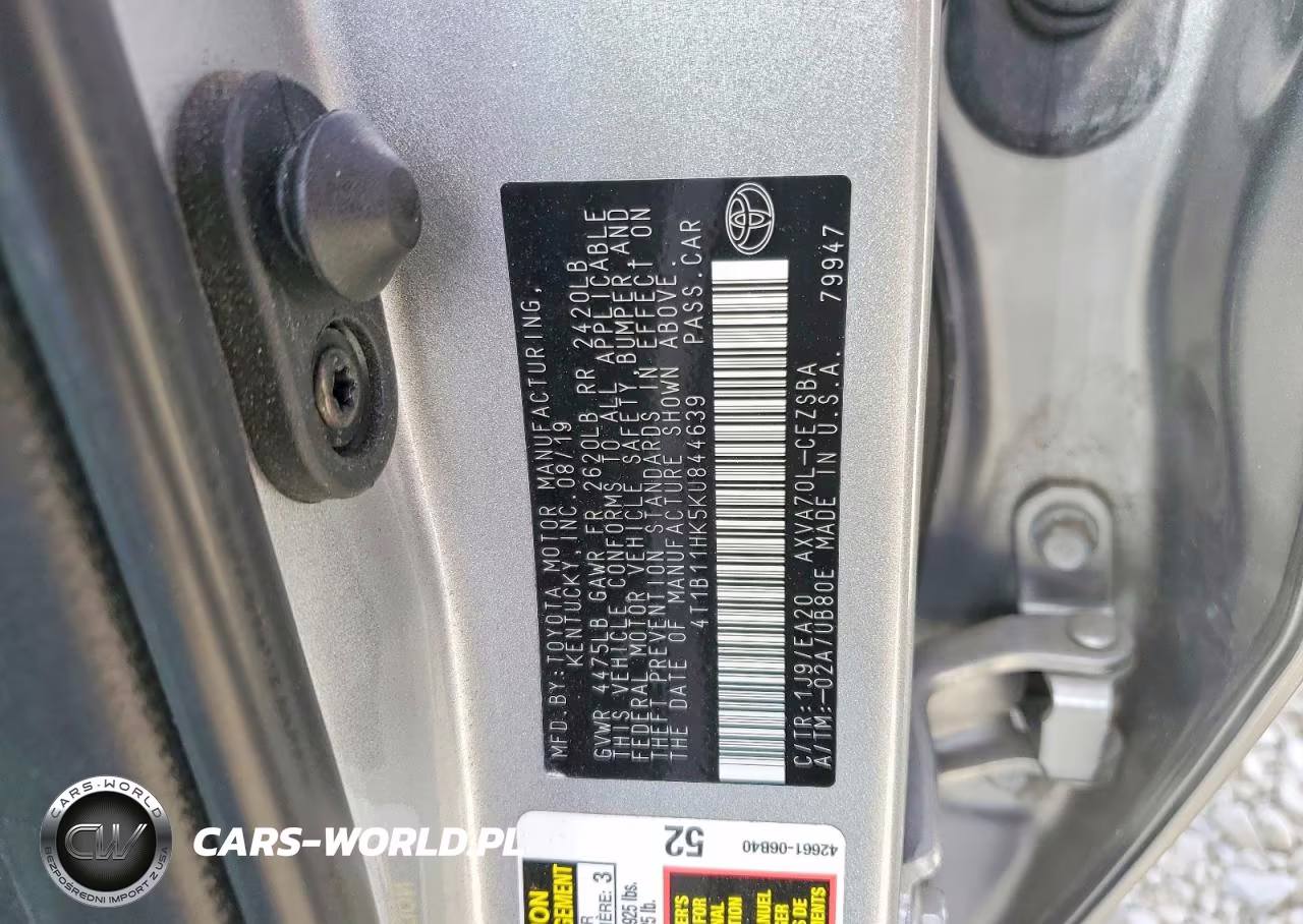 2019 Toyota Camry Se VIN:4T1B11HK5KU844639 - 12