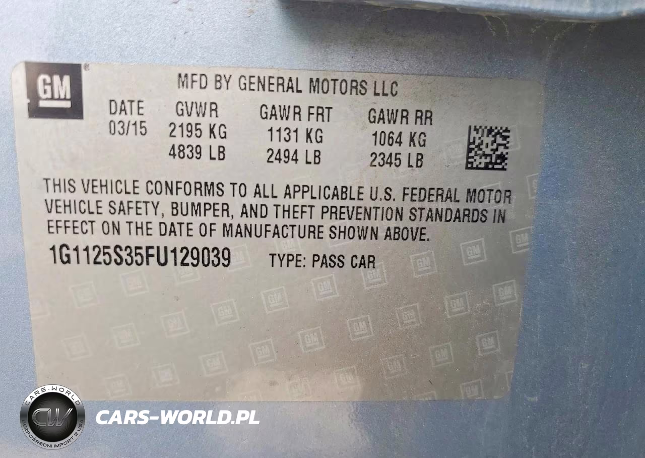 2015 Chevrolet Impala Lt VIN:1G1125S35FU129039 - 13