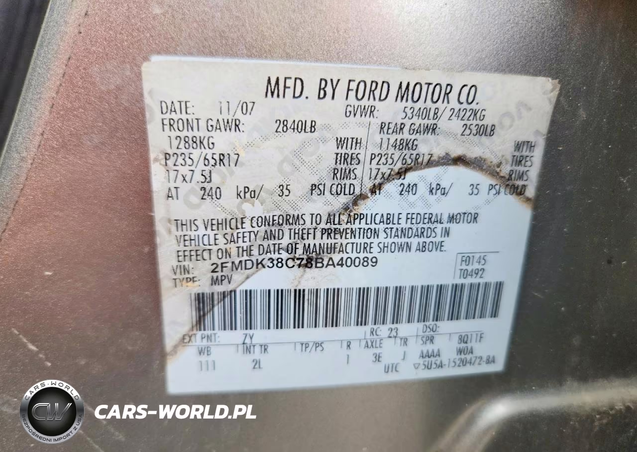 2008 Ford Edge Sel VIN:2FMDK38C78BA40089 - 14