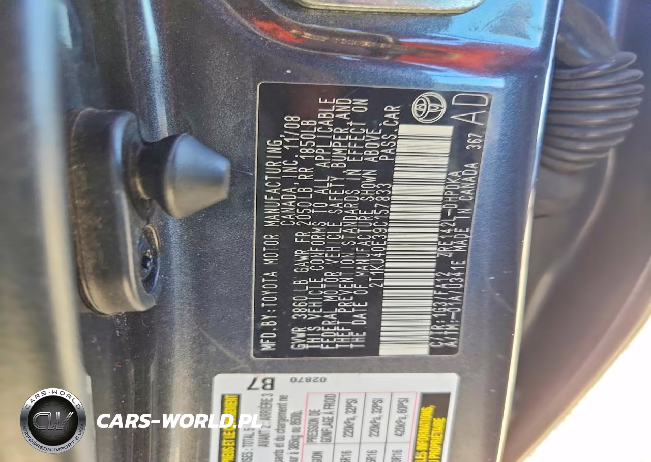 2009 Toyota Matrix Base VIN:2T1KU40E39C157833 - 12