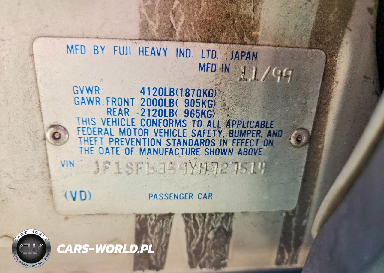 2000 Subaru Forester L VIN:JF1SF6359YH727514 - 13