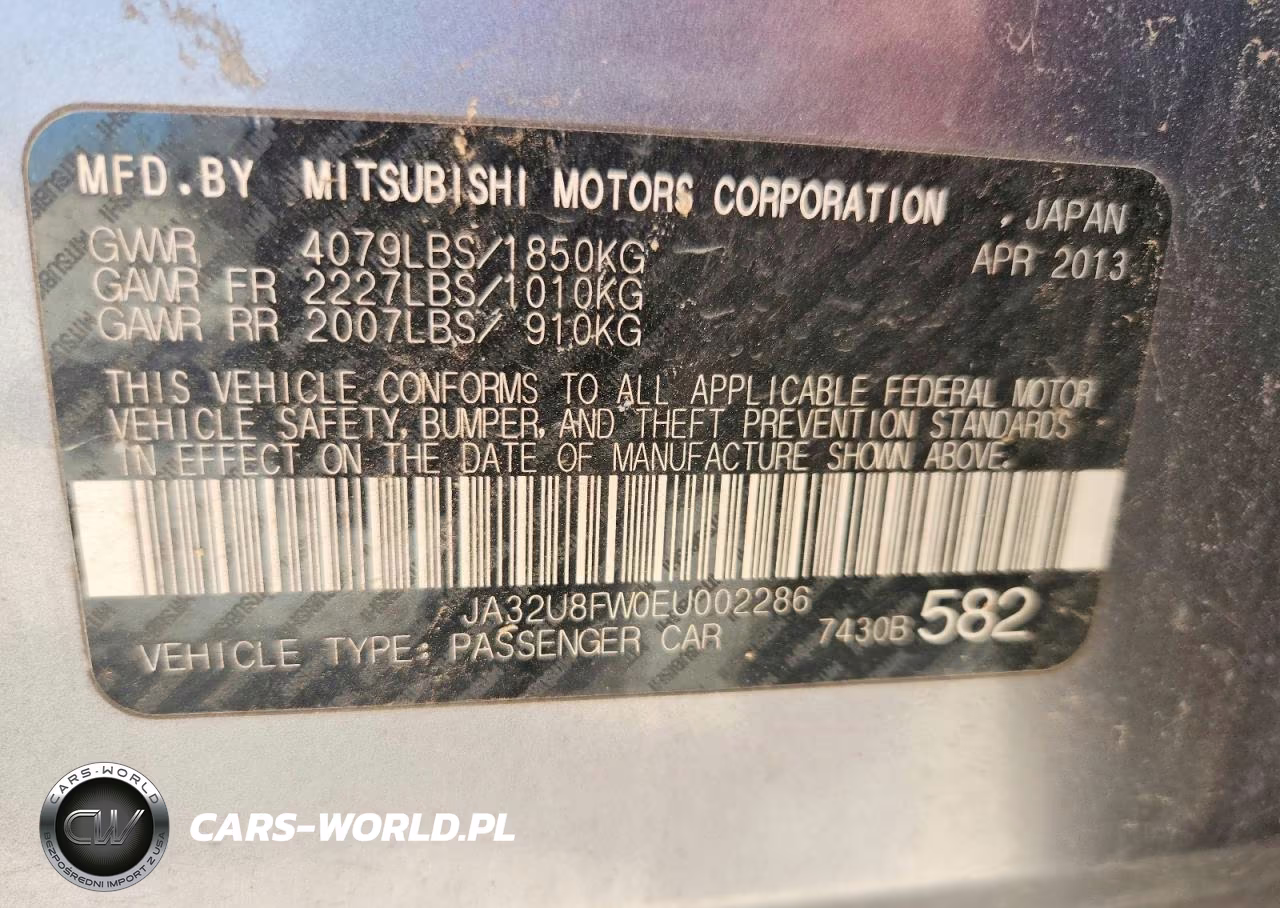 2014 Mitsubishi Lancer Gt VIN:JA32U8FW0EU002286 - 12