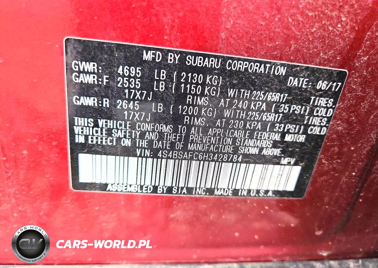 2017 Subaru Outback VIN:4S4BSAFC6H3428784 - 13
