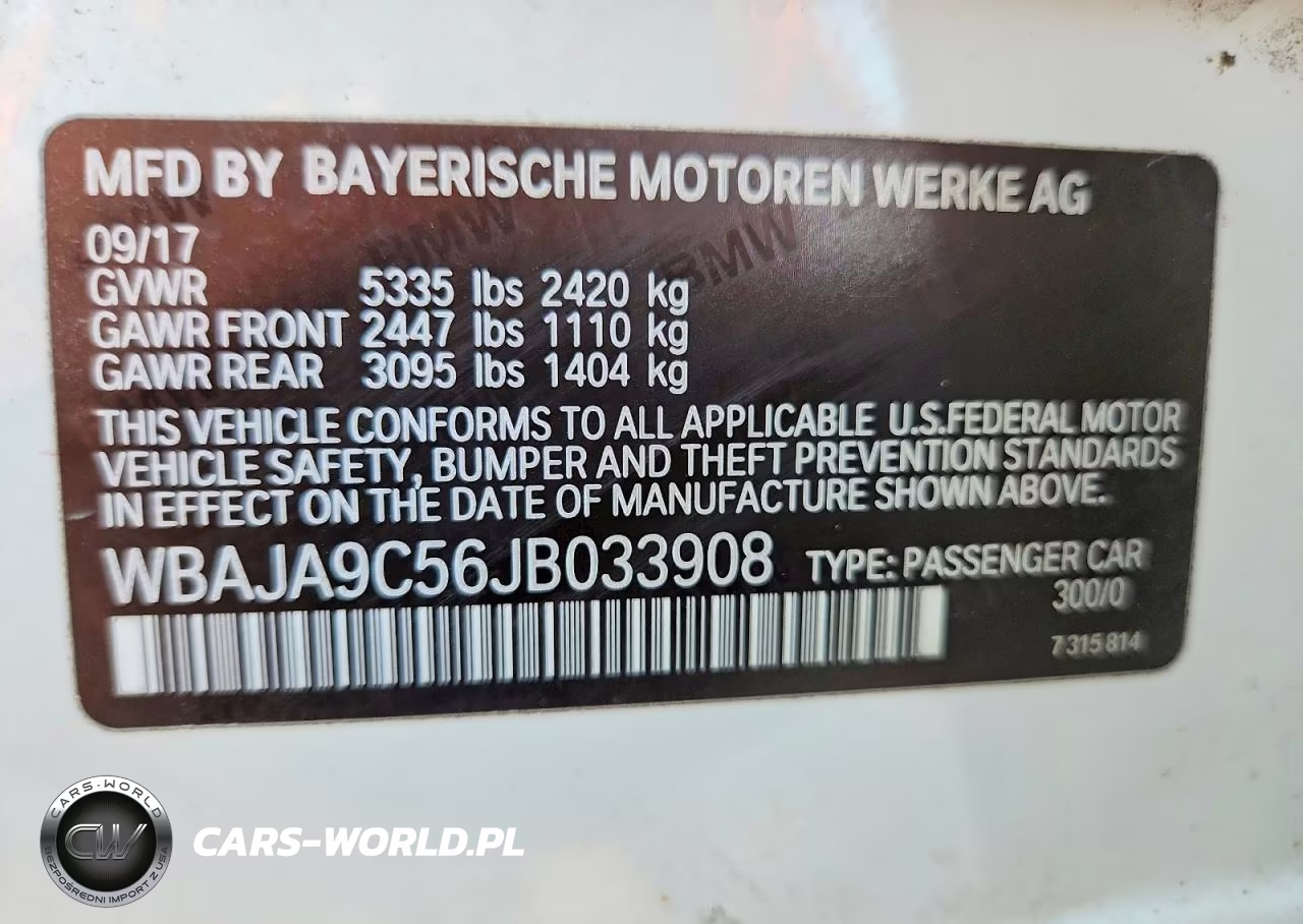 2018 BMW 530E VIN:WBAJA9C56JB033908 - 13