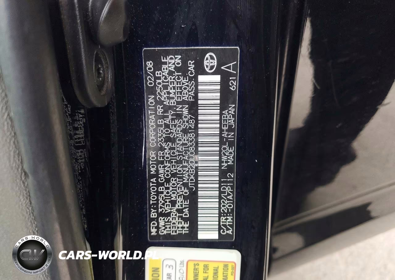 2008 Toyota Prius Base VIN:JTDKB20U083381487 - 12