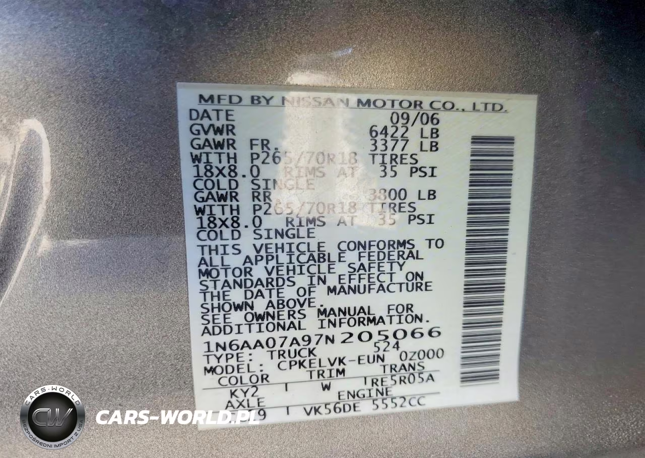 2007 Nissan Titan Xe VIN:1N6AA07A97N205066 - 13