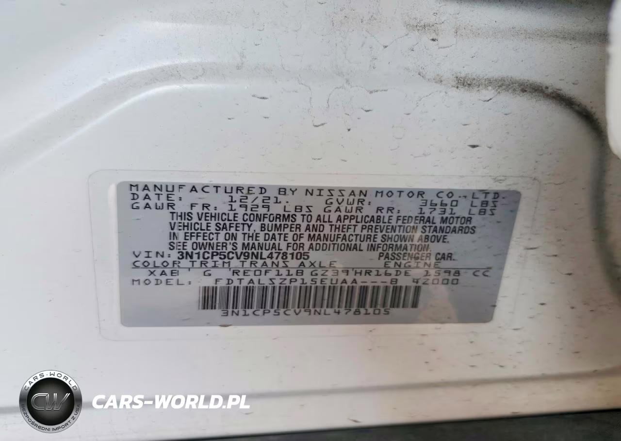 2022 Nissan Kicks Sv VIN:3N1CP5CV9NL478105 - 13