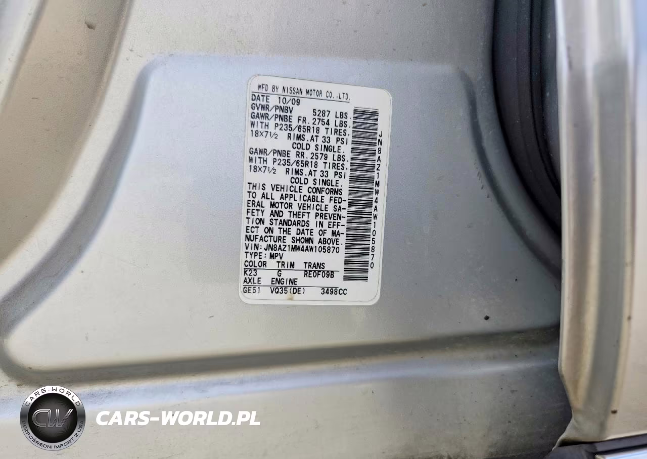 2010 Nissan Murano S VIN:JN8AZ1MW4AW105870 - 13