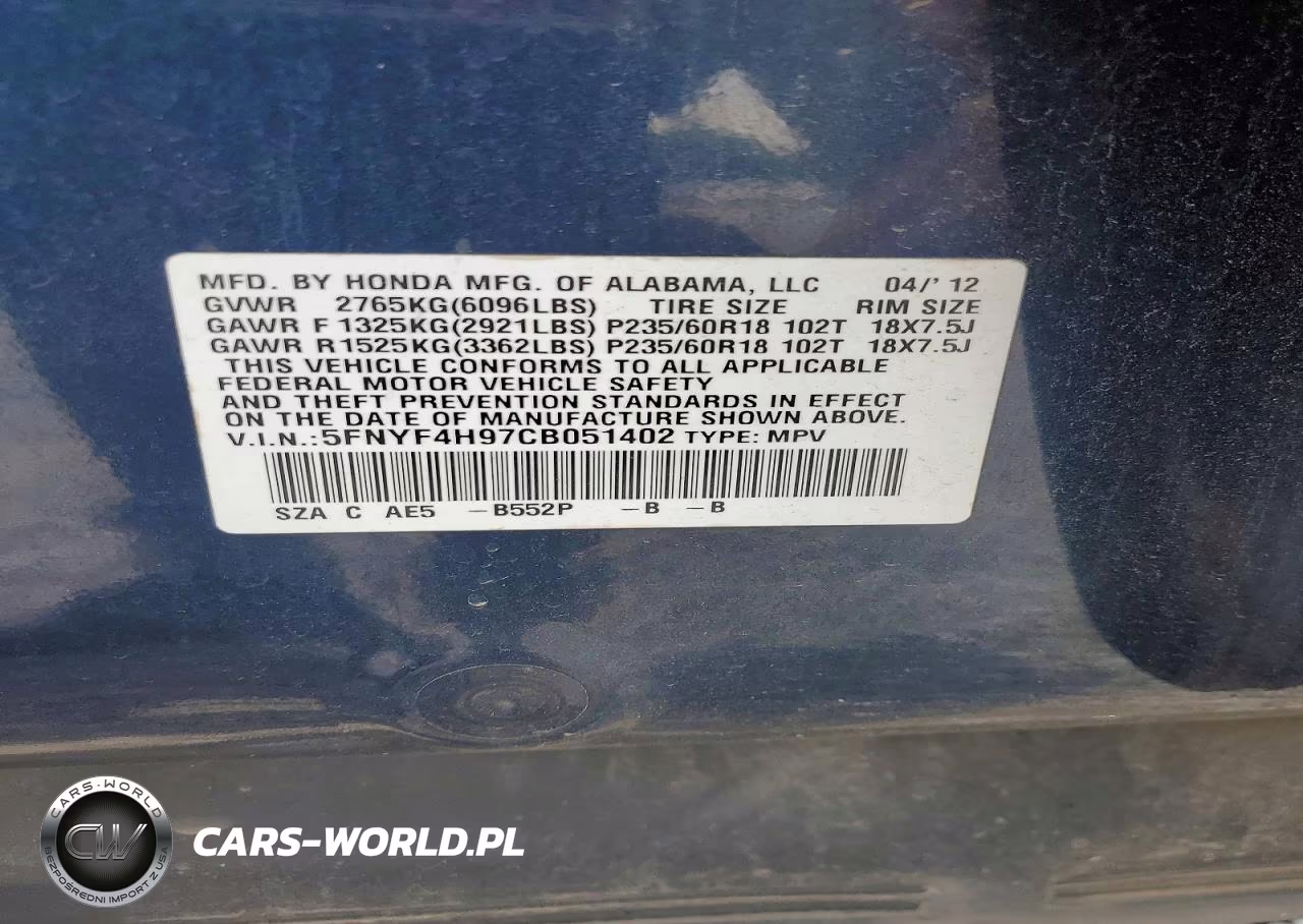 2012 Honda Pilot Touring VIN:5FNYF4H97CB051402 - 13