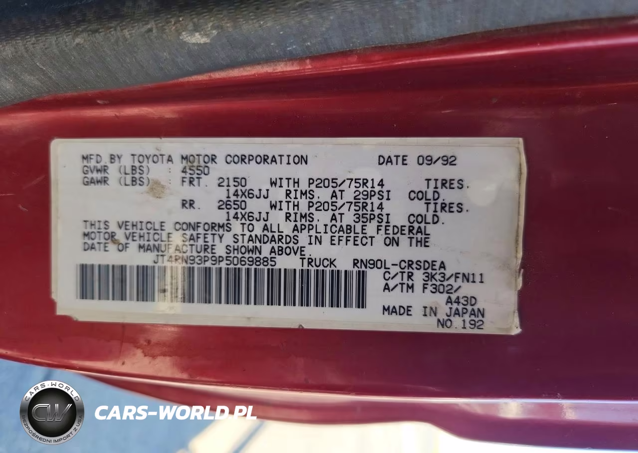 1993 Toyota Pickup 1-2 Ton Extra Long Wheelbase D VIN:JT4RN93P9P5069885 - 12
