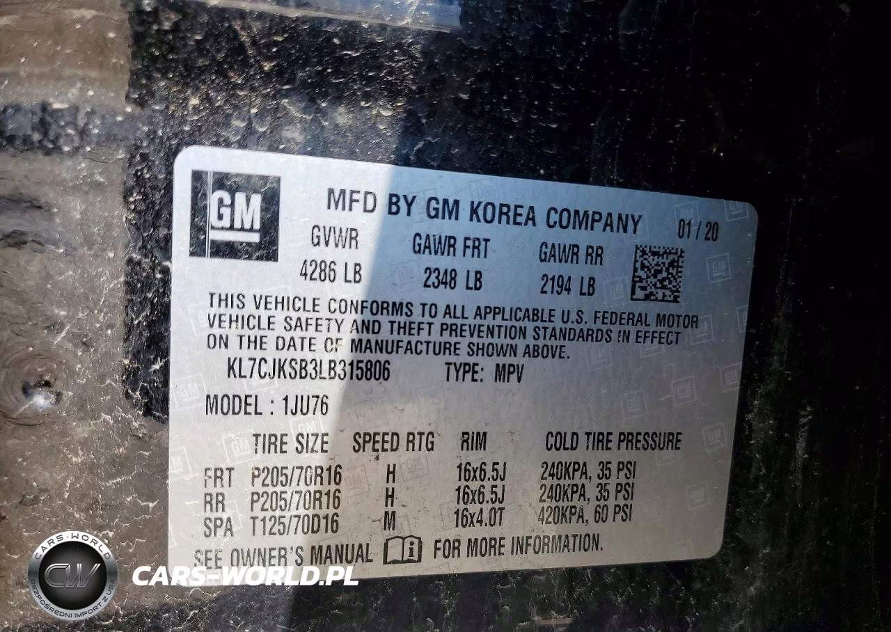 2020 Chevrolet Trax Ls VIN:KL7CJKSB3LB315806 - 12