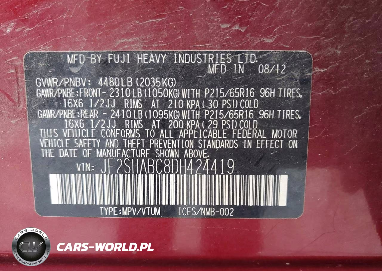 2013 Subaru Forester 2.5X VIN:JF2SHABC8DH424419 - 13