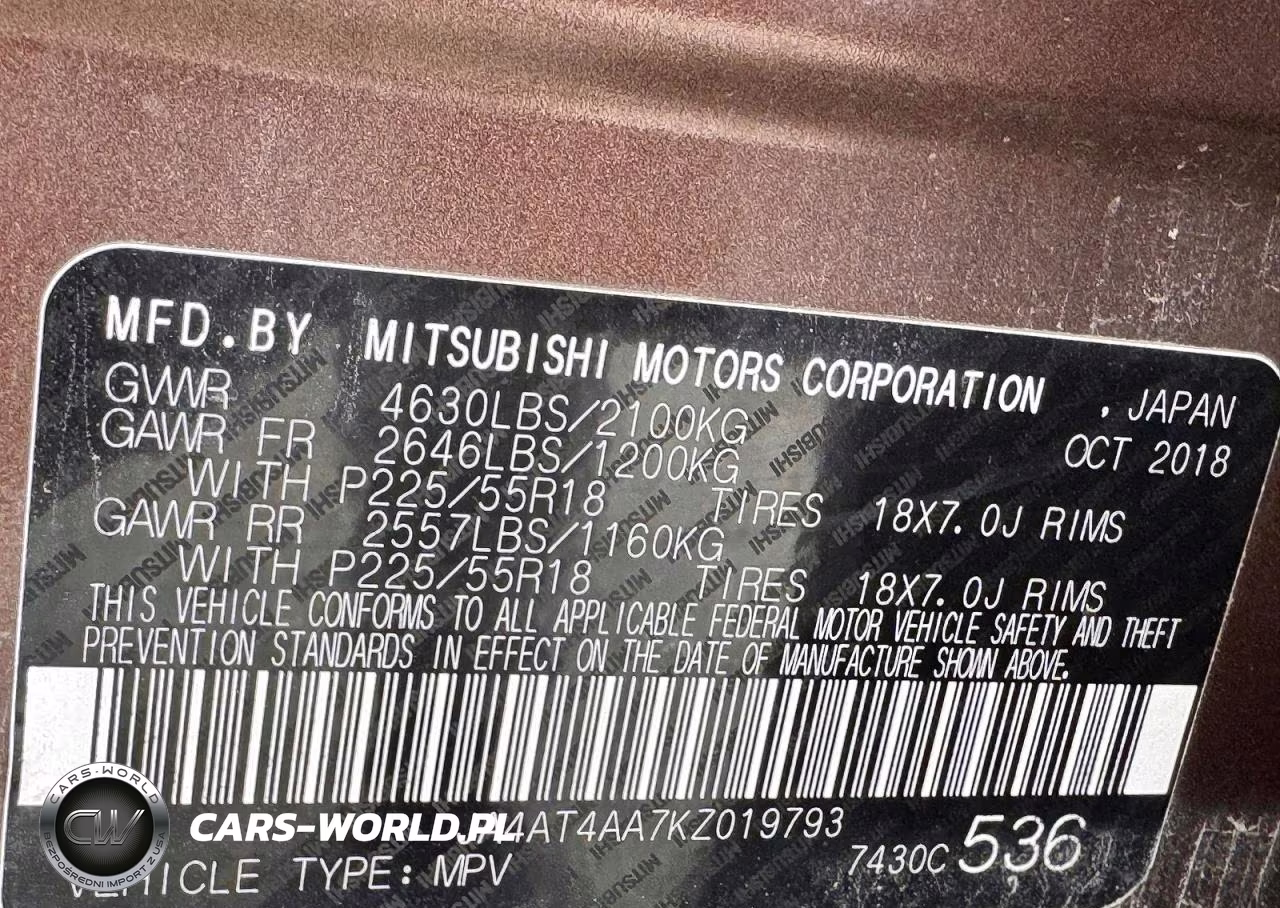2019 Mitsubishi Eclipse Cross Le VIN:JA4AT4AA7KZ019793 - 10