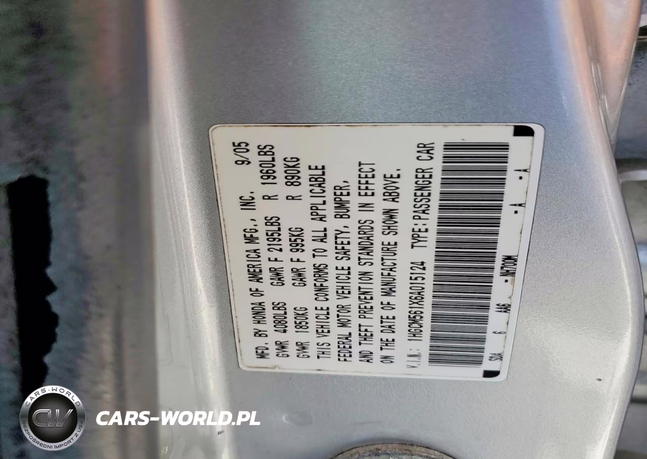 2006 Honda Accord Value VIN:1HGCM561X6A015124 - 12