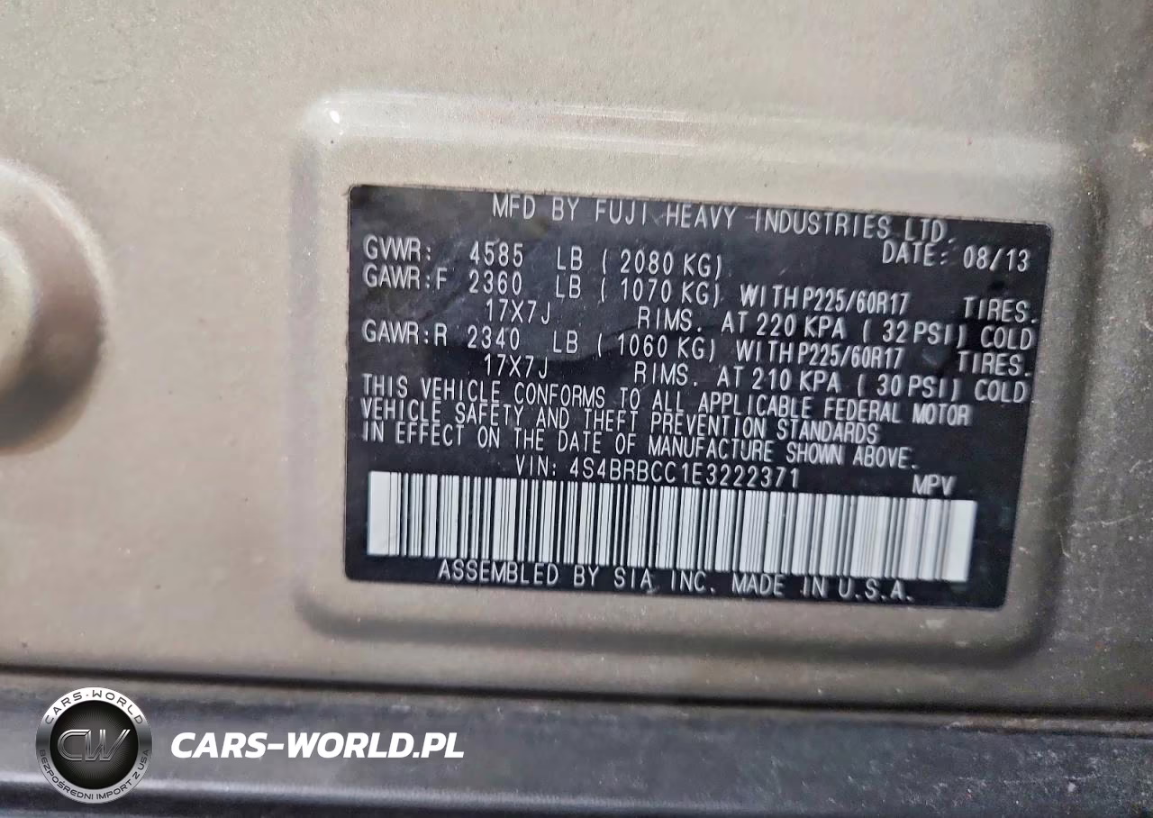 2014 Subaru Outback 2.5I Premium VIN:4S4BRBCC1E3222371 - 13