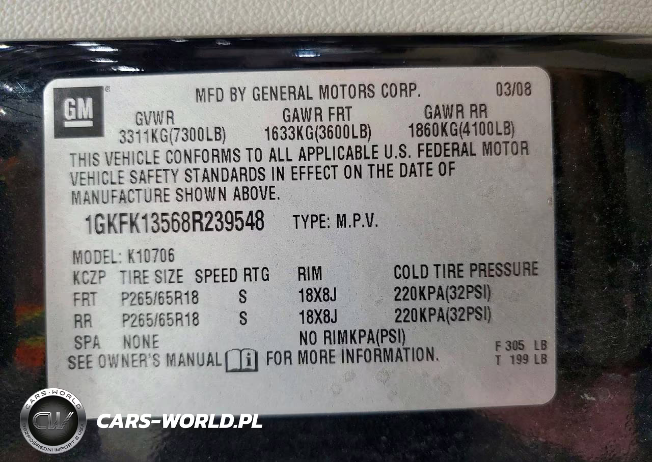 2008 GMC Yukon VIN:1GKFK13568R239548 - 13