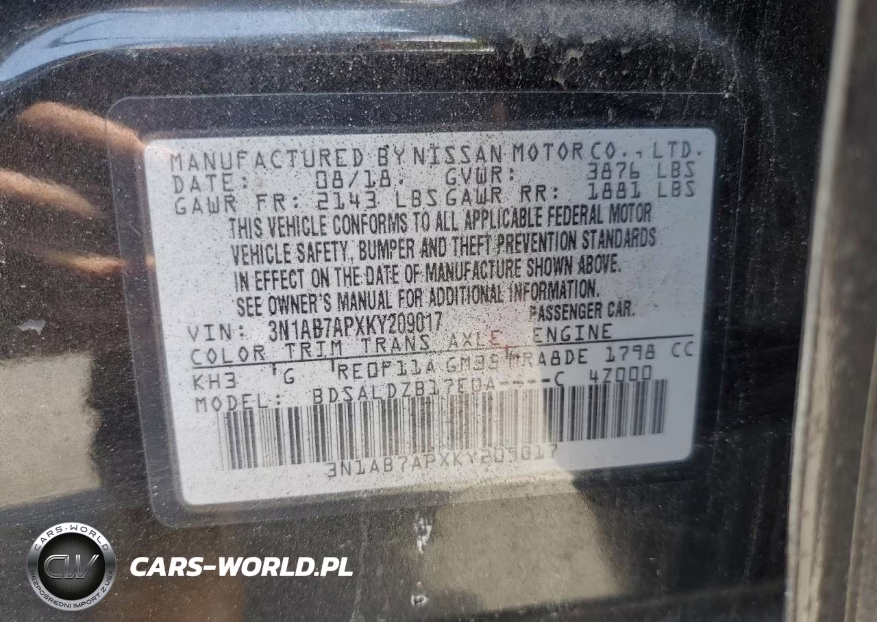 2019 Nissan Sentra S VIN:3N1AB7APXKY209017 - 12