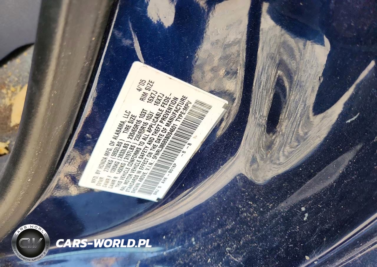 2005 Honda Odyssey Exl VIN:5FNRL38685B094601 - 12