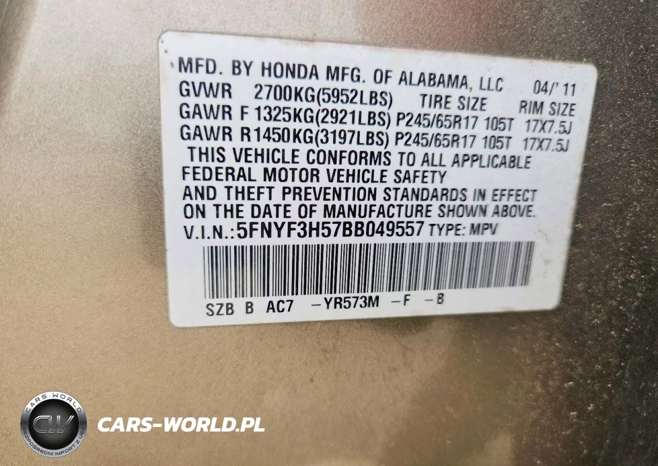 2011 Honda Pilot Exl VIN:5FNYF3H57BB049557 - 13