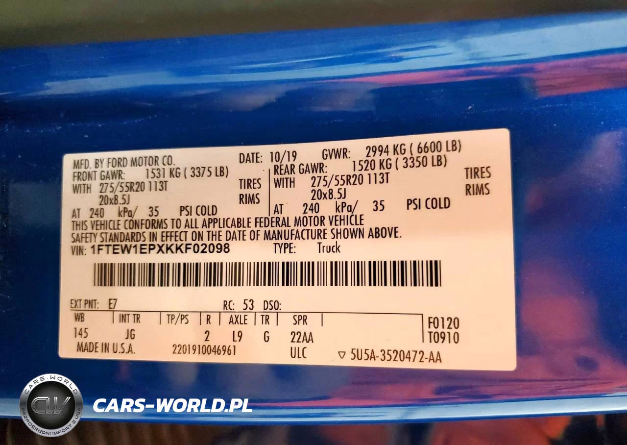 2019 Ford F150 Xl VIN:1FTEW1EPXKKF02098 - 12