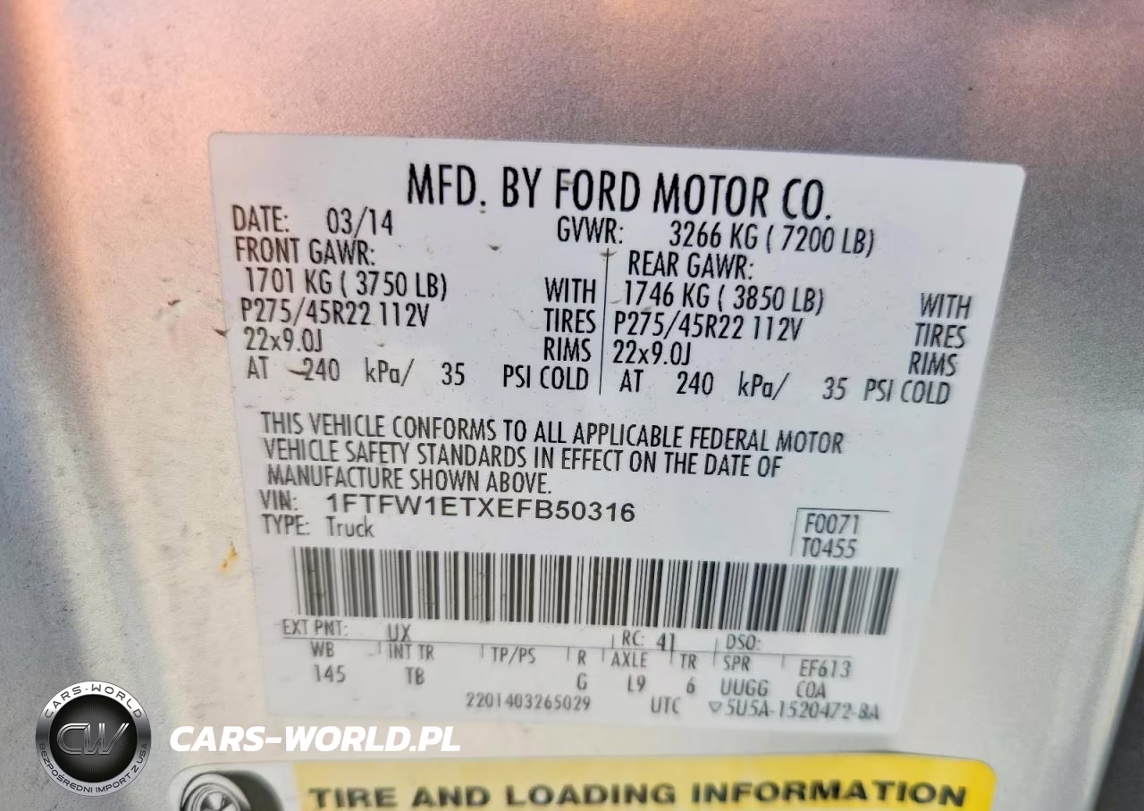 2014 Ford F150 Supercrew VIN:1FTFW1ETXEFB50316 - 12