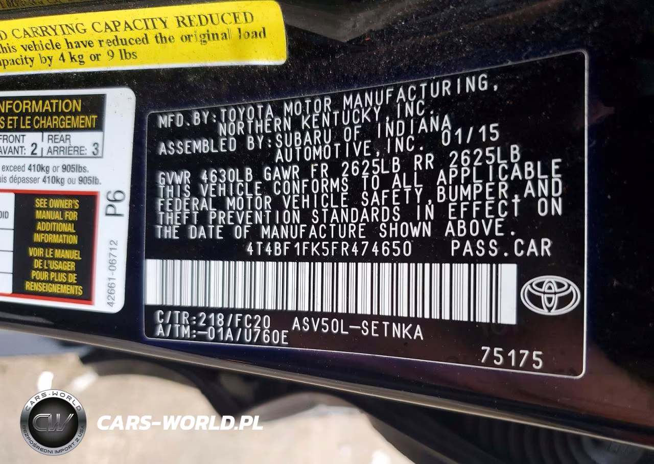 2015 Toyota Camry Le VIN:4T4BF1FK5FR474650 - 12