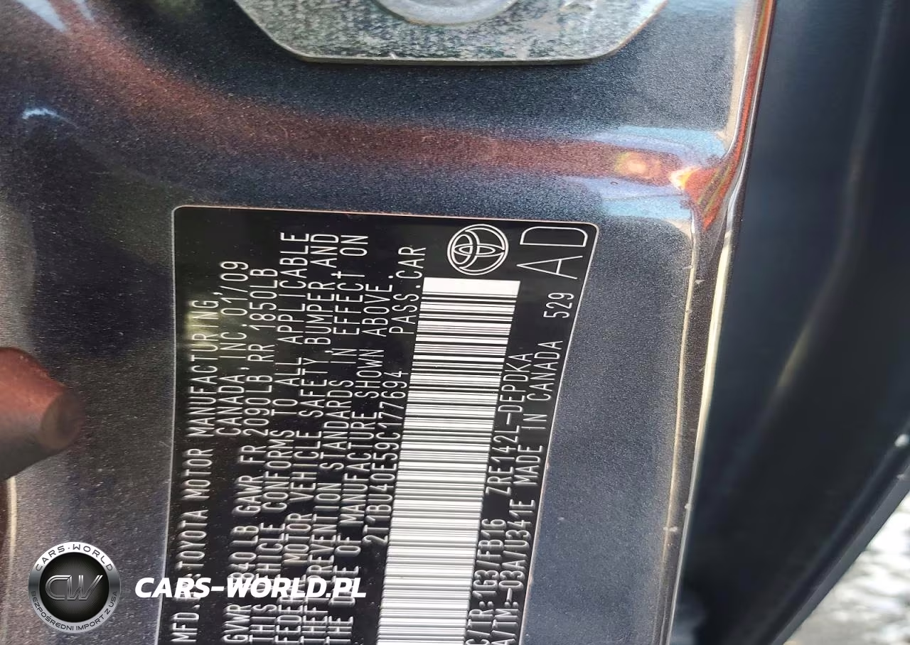 2009 Toyota Corolla Base VIN:2T1BU40E59C177694 - 12