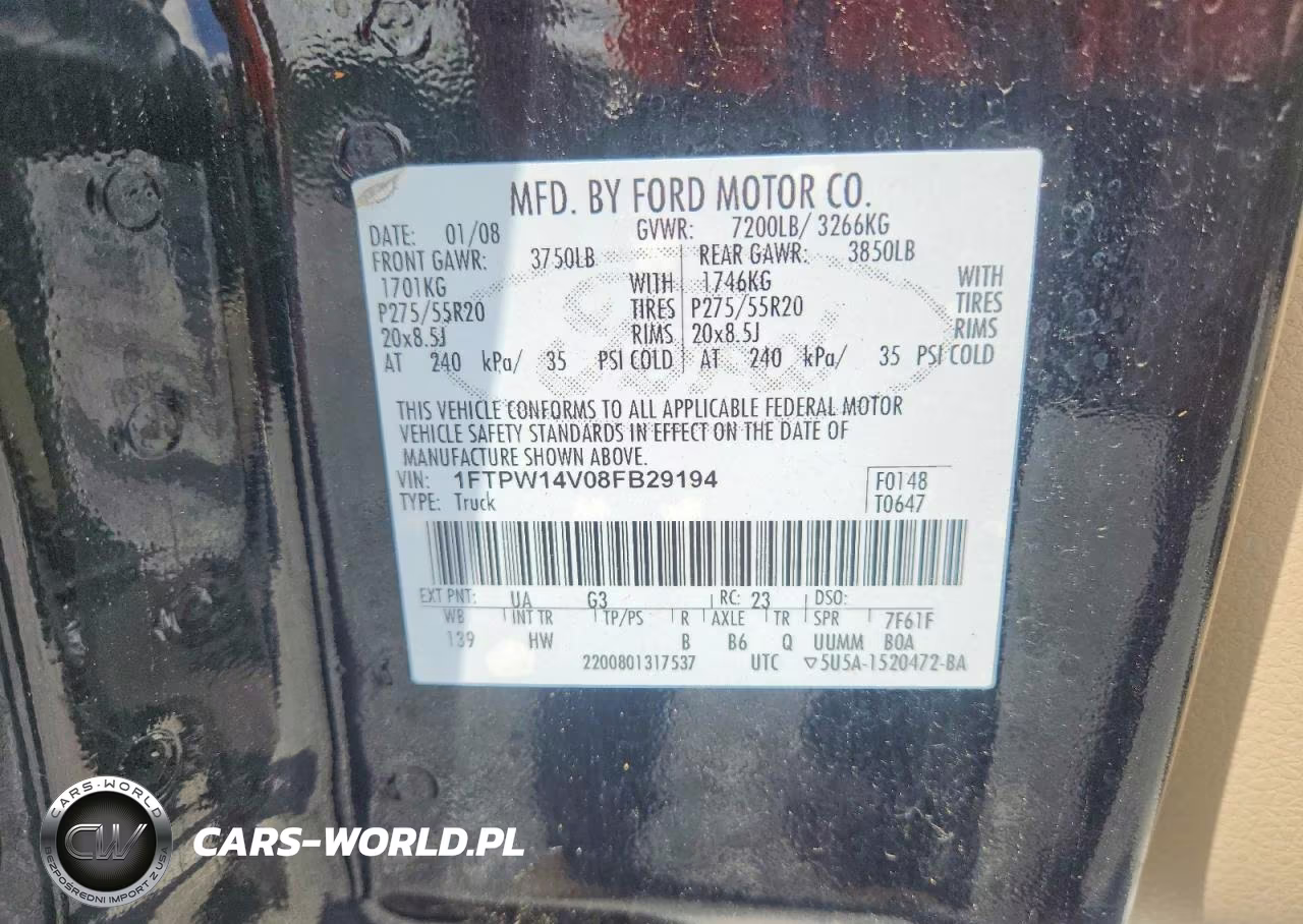 2008 Ford F150 Supercrew VIN:1FTPW14V08FB29194 - 12