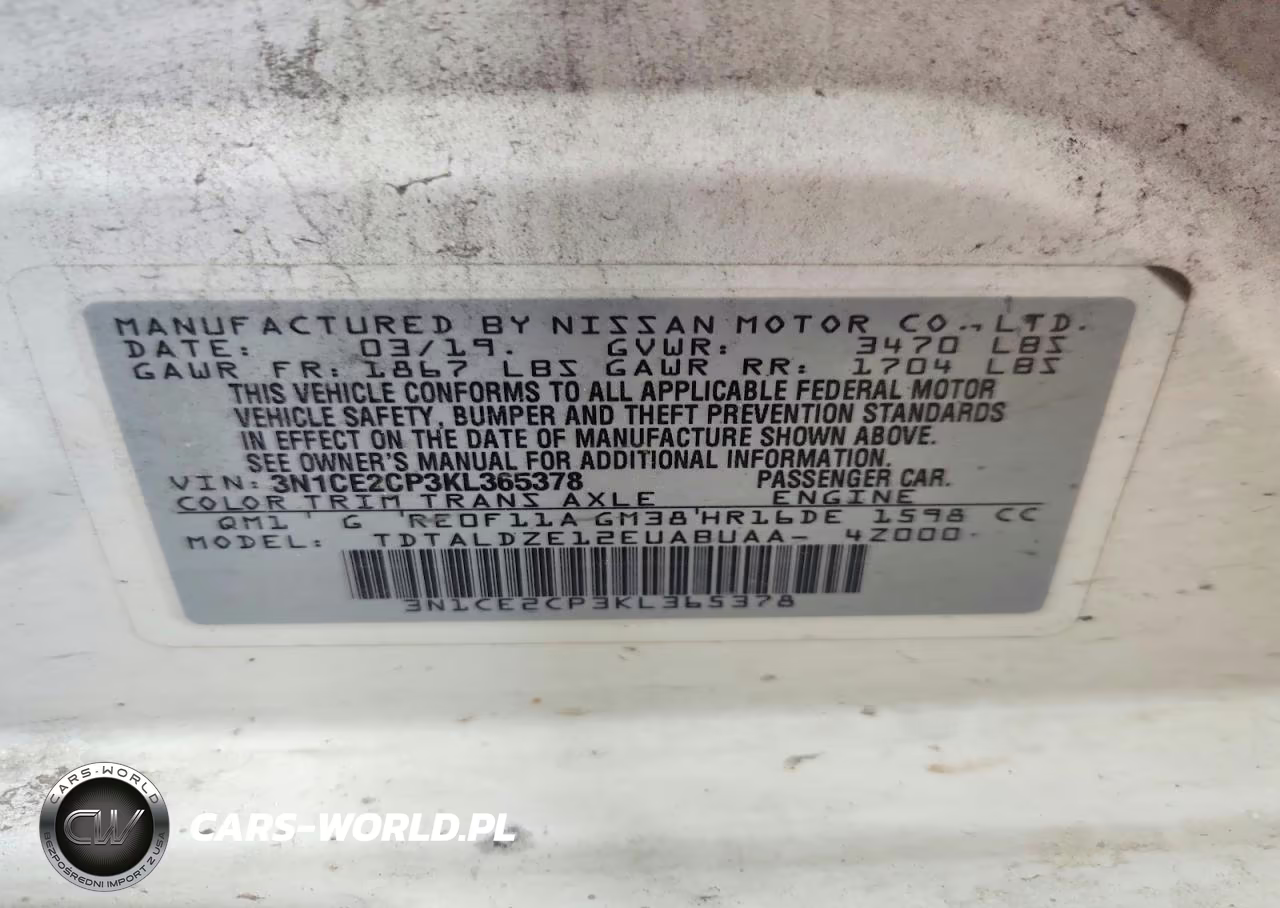 2019 Nissan Versa Note Sv VIN:3N1CE2CP3KL365378 - 13