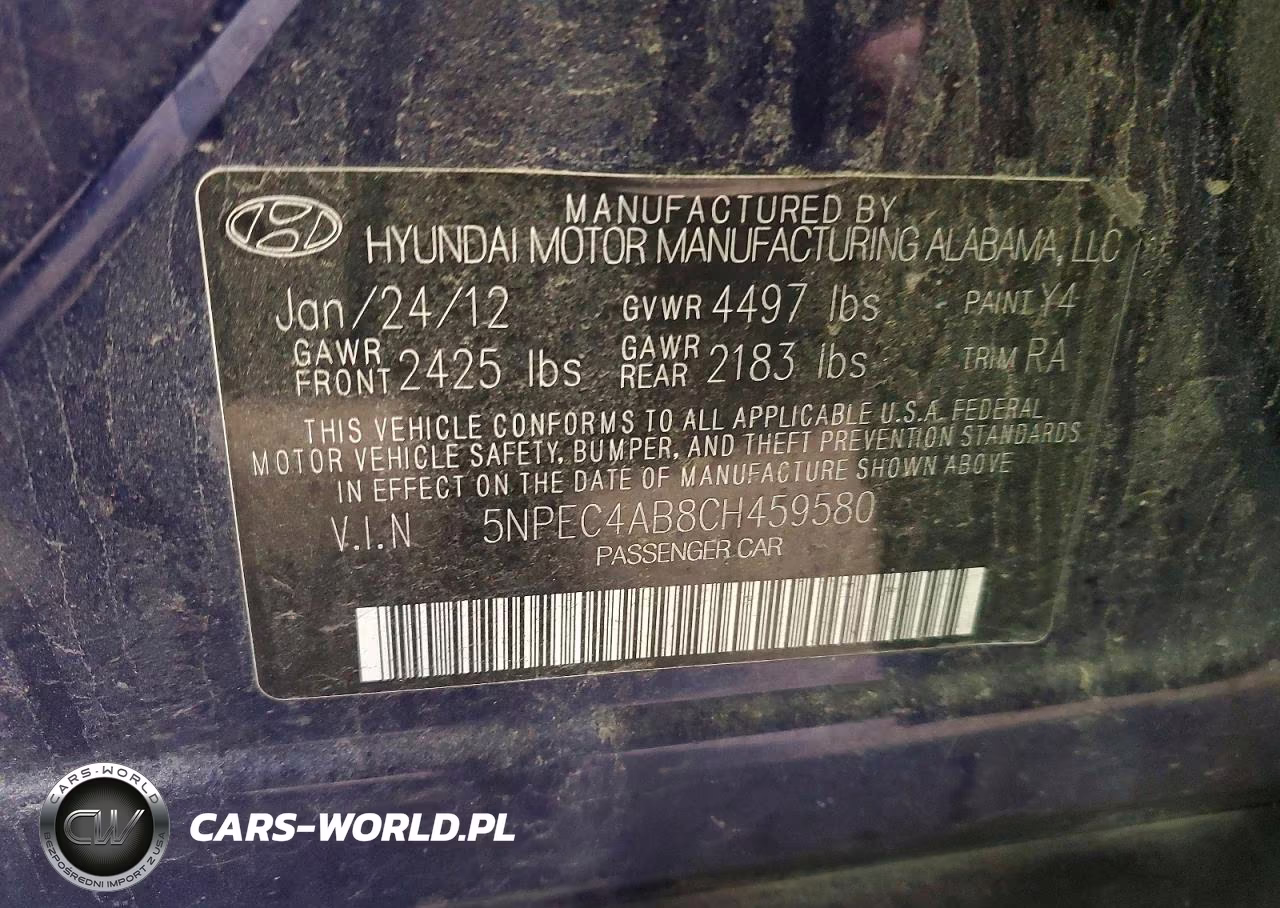 2012 Hyundai Sonata Limited 2.0T VIN:5NPEC4AB8CH459580 - 12