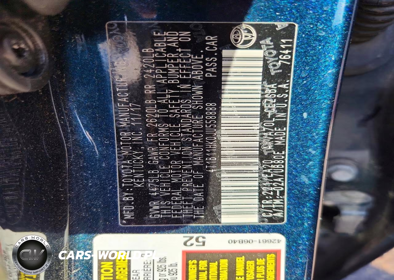 2018 Toyota Camry Se VIN:4T1B11HK0JU558888 - 12