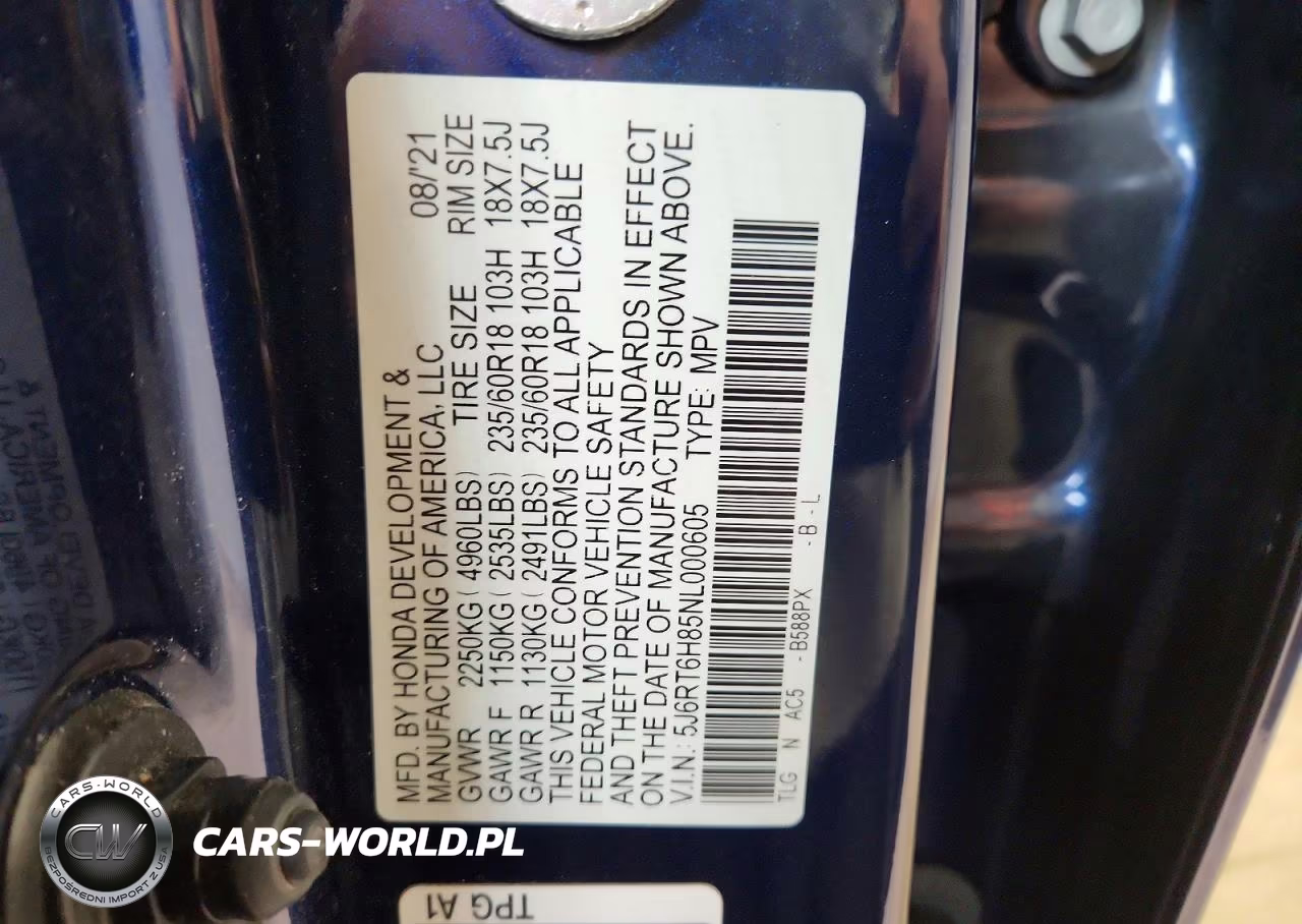 2022 Honda Cr-V Exl VIN:5J6RT6H85NL000605 - 13