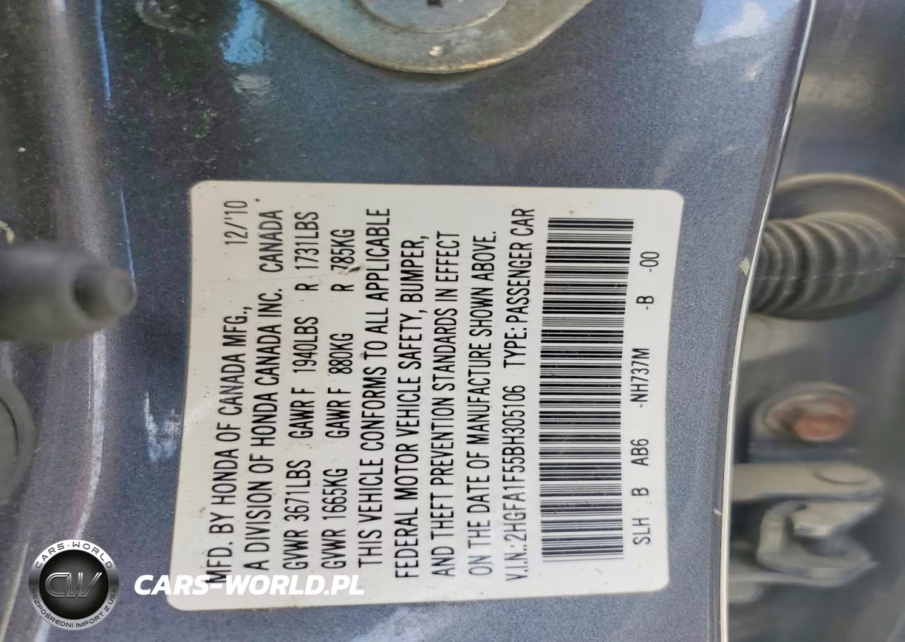2011 Honda Civic Lx VIN:2HGFA1F55BH305106 - 12