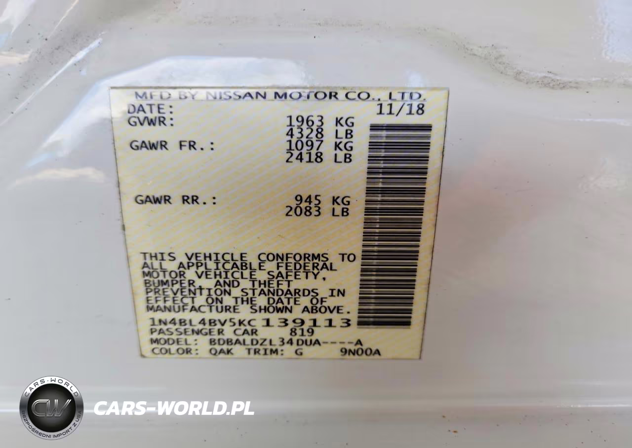 2019 Nissan Altima S VIN:1N4BL4BV5KC139113 - 13