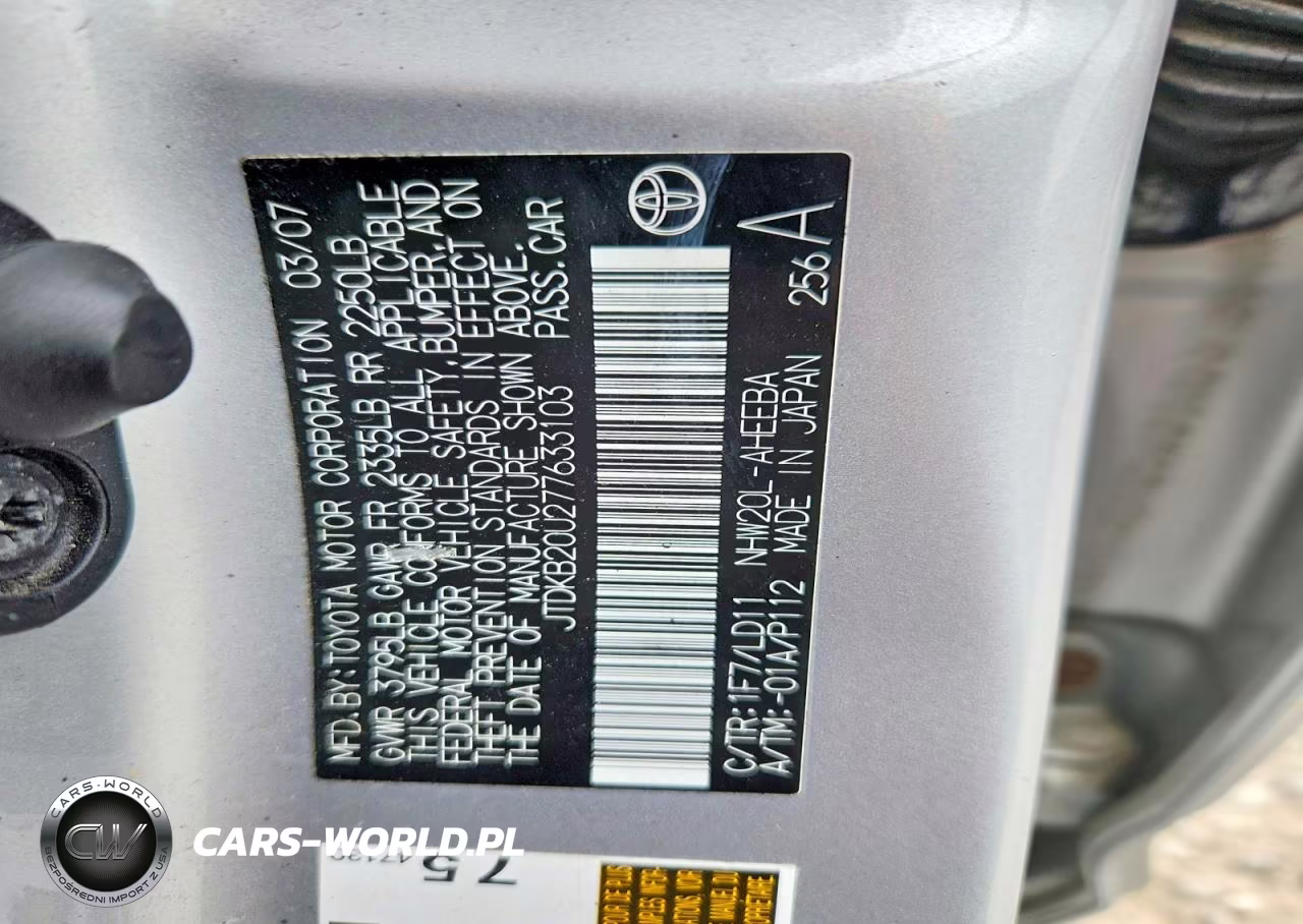 2007 Toyota Prius Base VIN:JTDKB20U277633103 - 12