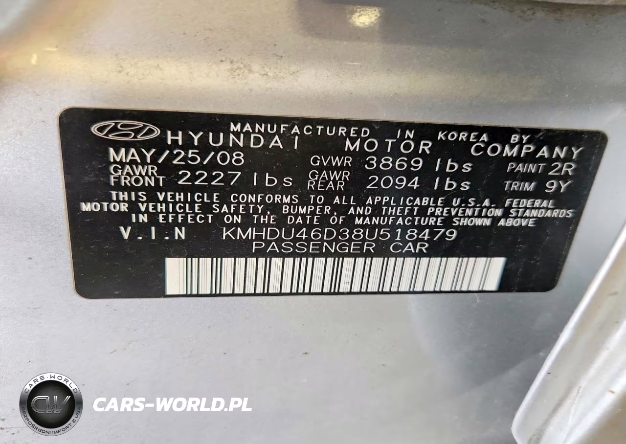 2008 Hyundai Elantra Gls VIN:KMHDU46D38U518479 - 12