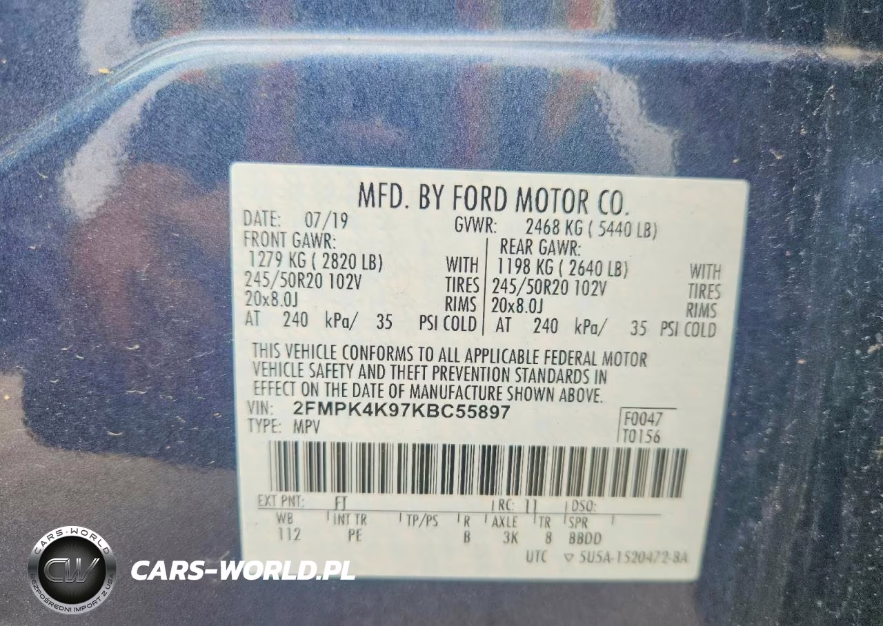 2019 Ford Edge Titanium VIN:2FMPK4K97KBC55897 - 12